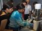 Professor Nicholas Pinto at UPR-Humacao teaching high school students how to use a scanning electron microscope.